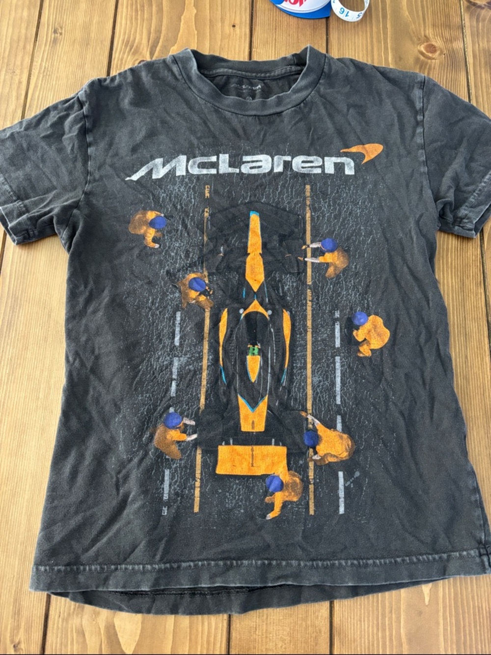 abercrombie kids Black McLaren Graphic Tee with Orange and Blue Accents